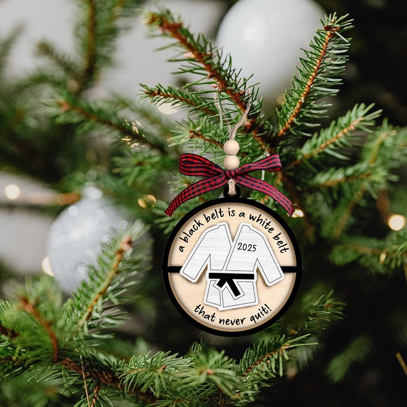 MAPDTWO Karate Ornament - Taekwondo Ornaments for Christmas Tree, Jiu Jitsu Christmas Ornaments - Karate Gifts for Boys, Girls, Lovers - Martial Arts Taekwondo Gifts - 2 Layered Wood Ornament 2025 - Image 4